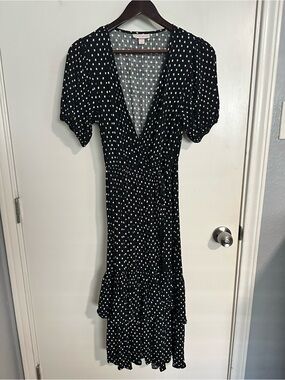 Knox Rose Black & White Square Dot Wrap Dress